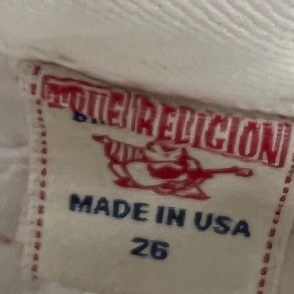 True Religion White Frayed Jean Shorts - Picture 3 of 5